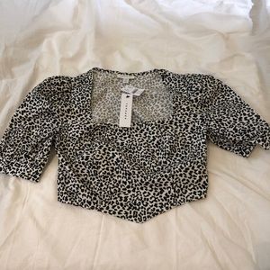 Topshop Square Neck Puff Sleeve Top